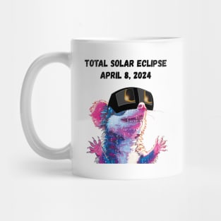 Total Solar Eclipse 2024 Grunge Possum—Black text Mug